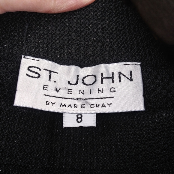 Vintage 80-90s Quiet Luxury Black/Silver Sparkly Santana Knit Style Pencil Skirt - Picture 4 of 5